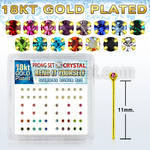 18nypxm caja display piercing nariz doblar tu mismo plata esterlina 925 0 6mm cristal redondo 1 5mm oro 18 kts mayorista