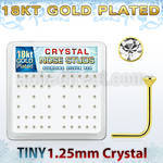 18s6xc caja display piercing nariz l plata esterlina 925 0 6mm oro 18 kts cristal claro 1 25mm mayorista