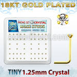 18sp6xc caja display piercing nariz l plata esterlina 925 0 6mm oro 18 kts cristal claros redondos 1 25mm mayorista
