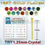 18y6xm caja display piercing nariz doblar tu mismo plata esterlina 925 0 6mm oro 18 kts cristal claro 1 25mm distribuidor