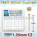 18yz12xc caja display piercing nariz doblar tu mismo plata esterlina 925 0 6mm oro 18 kts zirconia claras redondas 1 25mm mayorista