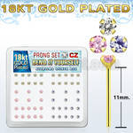 18yz2xm caja display piercing nariz doblar tu mismo plata 925 0 6mm oro 18 kts zirconia 2mm mayorista