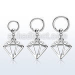 316l steel ball closure ring w a diamond dangling