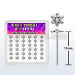36 silver bend it nose stud clear crystal david star top 