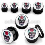 afpfff dilatacion plug tornillo acrilico negro calavera azucar rosa roja fondo blanco distribuidor