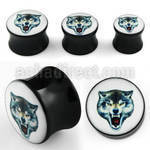 apgll dilatacion plug doble flare acrilico negro logo lobo feroz distribuidor mayorista