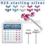 b36cumxm silver nose bones 22g crystals curved colors 36