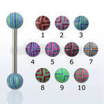 bbacb barbell lengua acero quirurgico bolas acrilicas 6mm rayas cruces 16mm mayorista