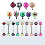 bbdxb barbell lengua acero quirurgico bolas acrilicas 6mm remolino marmolado 16mm al por mayor