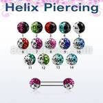 bber23e barbell helix ceja acero quirurgico bolas multi cristal 3mm en disenos bi color mayorista