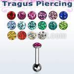 bber38 barbell tragus para cartilago acero quirurgico cristaled ferido cubiertas resina bola 3mm al por mayor