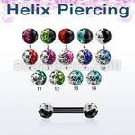 bbert23e barbell ceja helix acero quirurgico anodizado bolas 3mm multi cristal colores mayorista