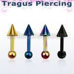 bbert36 barbell tragus acero quirurgico anodizado cono 4mm bola 3mm 6mm al por mayor