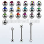 bbjb25xs barbell acero quirurgico dos pequenas bolas joya