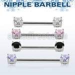 bbnp2z barbell pezon acero quirurgico dos zirconias cubicas engastadas frontales sujeciones hechas laton chapado plata