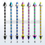 bbtnrb barbell industrial acero quirurgico pvd rayas cebra conos 5mm venta