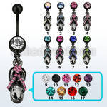 bcdsd5 piercing ombligo acero quirurgico pvd sandalia negra cristal 10mm mayorista