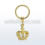 bcrtsz12 aro bola presion acero 316l pvd dorado colgante corona zirconia oro mayorista