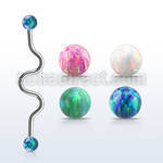 bdao4 barbell industrial zig zag acero 316l bolas opalo 4mm mayorista