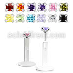 bilbqz labret bio flexible transparente zirconita cuadrada 2mm mayorista