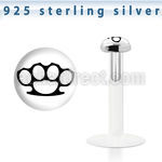 bilg37 labret bio flexible transparente plata esterlina presion 3mm logo puno americo negro fondo blanco venta