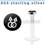bilg43 labret bio flexible transparente plata esterlina presion 3mm logo orgullo gay masculino doble blanco fondo negro venta