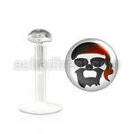 bilg7 labret bio flexible transparente plata esterlina presion 3mm logo cabeza pirata distribuidor