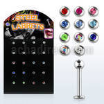 blbc3s display expositor 20 labrets acero quirurgico bola joya bisel 3mm 8mm distribuidor