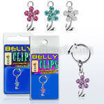 blcp4 piercing falso clip ombligo colgante flor tallo rodio 1 pieza mayorista