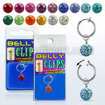 blcp626 clip ombligo falso bola 8mm multi cristal ferido 1 pieza venta