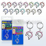 blcp672 piercing falso clip ombligo delfin cristal colgado 1 pieza distribuidor mayorista