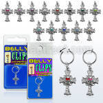 blcp694 piercing falso clip ombligo cruz calabera ojos cristal 1 pieza venta