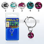 blcpt117c piercing falso clip ombligo bola multi cristal ferido 5mm patron rayas cebra pack blister al por mayor