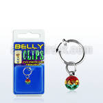 blcpt117r piercing falso clip ombligo bola multi cristal 5mm rayas color rasta pack blister al por mayor