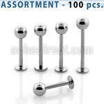blk03d surtido piercings 100 labrets acero quirurgico bola 4mm al por mayor