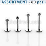 blk03e surtido piercings 60 labrets acero quirurgico 1mm bola 2mm distribuidor
