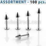 blk04d surtido piercings 100 labrets acero quirurgico cono 4mm al por mayor