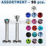 blk06 surtido piercings 90 labrets acero quirurgico rosca interna cristal 2 5mm distribuidor mayorista