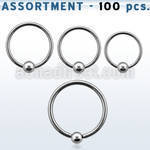 blk106 surtido piercings 100 aros bola presion acero quirurgico bola 3mm 6mm 14mm mayorista