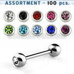 blk17 surtido piercings 100 surtidas barbells lengua acero 316l bola joya bisel 6mm bola acero liso 6mm inferior al por mayor