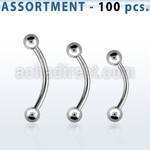 blk18a surtido piercings pack 100 bananas ceja acero quirurgico bolas 3mm venta
