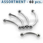 blk18c surtido piercings pack 60 bananas ceja acero quirurgico 1mm bolas 2mm distribuidor