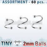 blk219c surtido piercings 60 espirales acero quirurgico 1mm bolas 2mm venta
