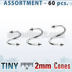 blk220c surtido piercings 60 espirales acero quirurgico 1mm conos 2mm venta
