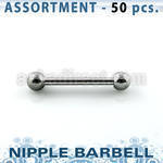 blk229a surtido piercings 50 surtidas barbells pezon acero quirurgico bolas 4mm distribuidor mayorista
