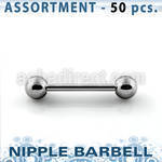 blk229b surtido piercings 50 surtidas barbells pezon acero quirurgico bolas 5mm mayorista