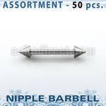 blk230 surtido piercings 50 surtidas barbells pezon acero quirurgico conos 4mm mayorista