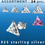 blk260m surtido piercings plata 24 pares piercings oreja plata esterlina 925 zirconia tri al por mayor