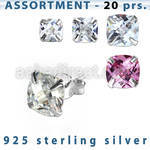 blk263m surtido piercings plata 20 pares piercings oreja plata esterlina 925 zirconia cuadrada cortada cuadros venta