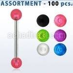 blk267 surtido piercings 100 surtidas barbells lengua acero quirurgico bolas acrilico uv 5mm 16mm venta